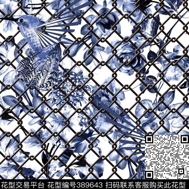 花鸟田园田园风数码印花华亿平台下载（图片编号: 389643） - 瓦栏（Walan）