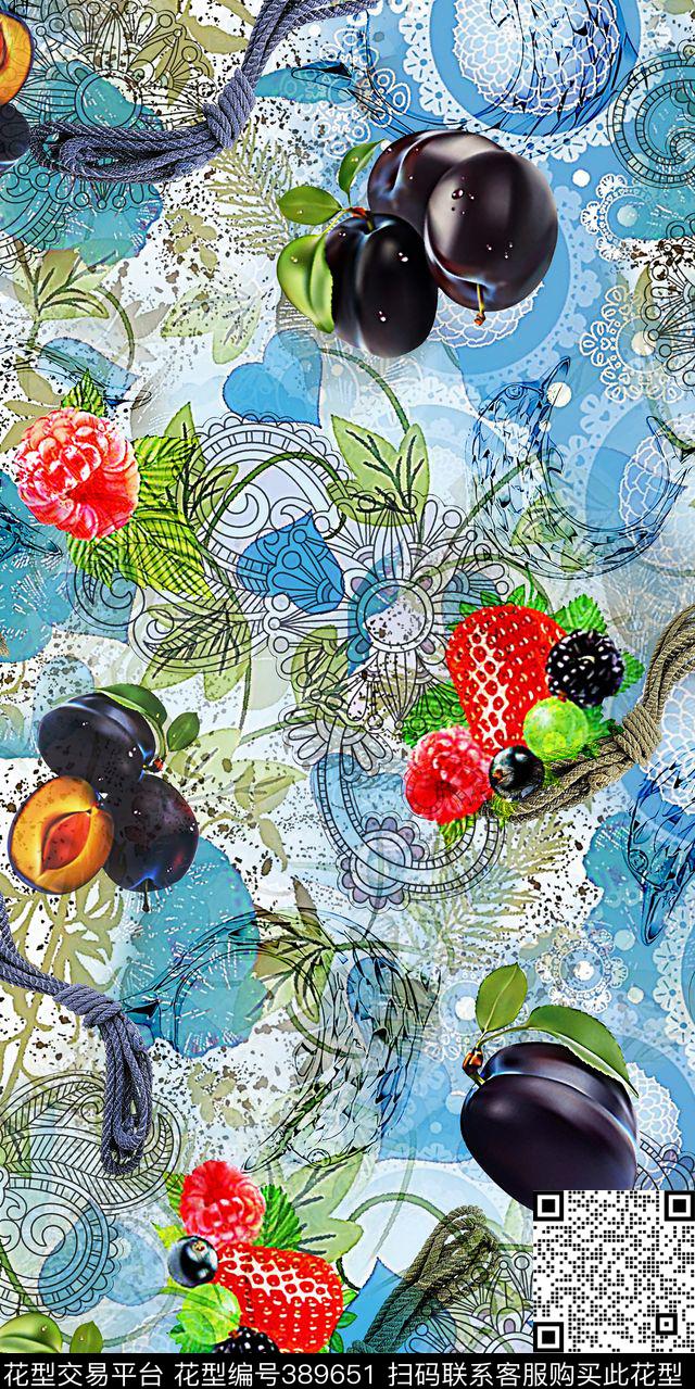 蕾丝水果叶子数码印花华亿平台下载（图片编号: 389651） - 瓦栏（Walan）
