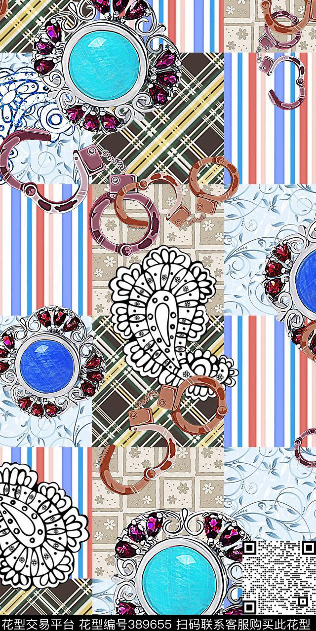 格子拼接拼接珍珠传统印花华亿平台下载（图片编号: 389655） - 瓦栏（Walan）