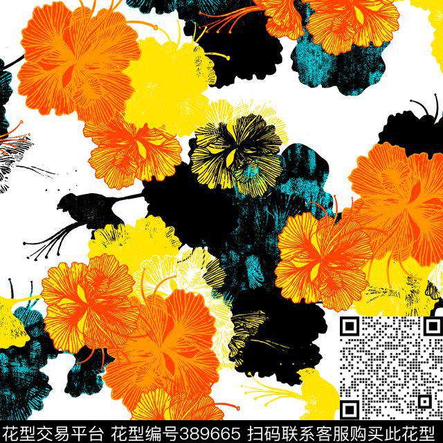 时尚花卉70*70cm\300dpi\tiff传统印花华亿平台下载（图片编号: 389665） - 瓦栏（Walan）