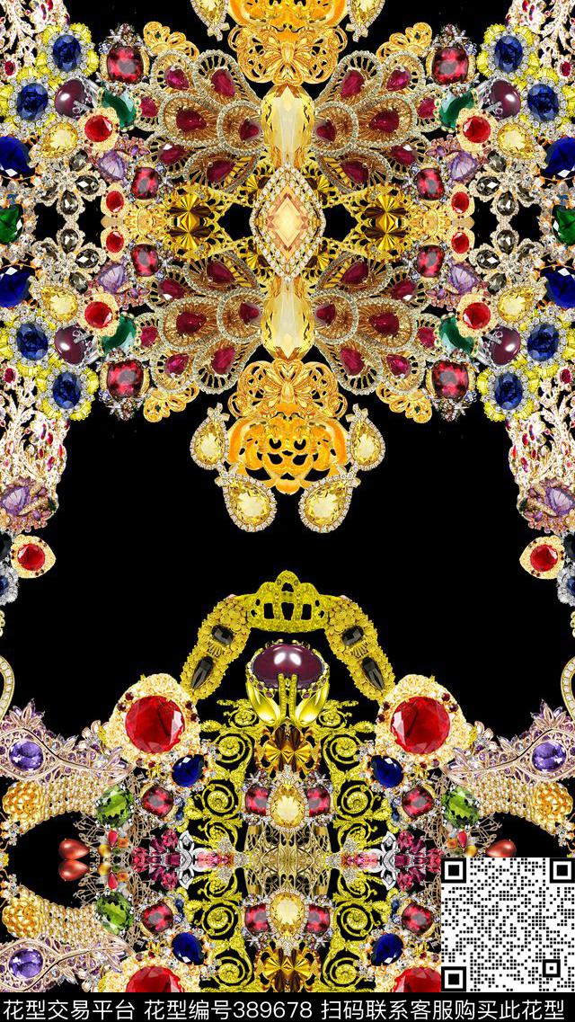 45*80cm\150dpi\tiff复古珠宝数码印花华亿平台下载（图片编号: 389678） - 瓦栏（Walan）