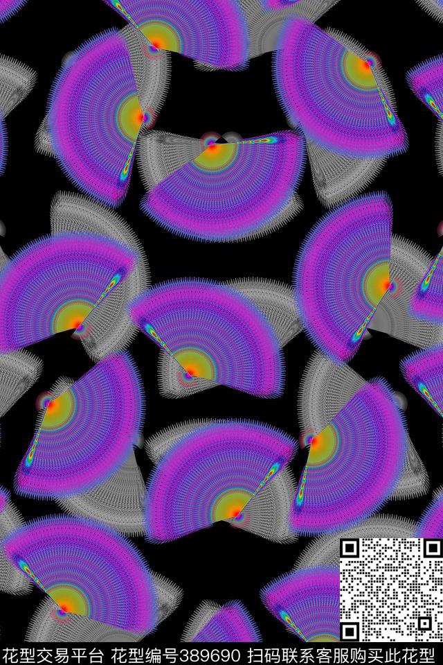 孔雀羽毛扇子数码印花华亿平台下载（图片编号: 389690） - 瓦栏（Walan）
