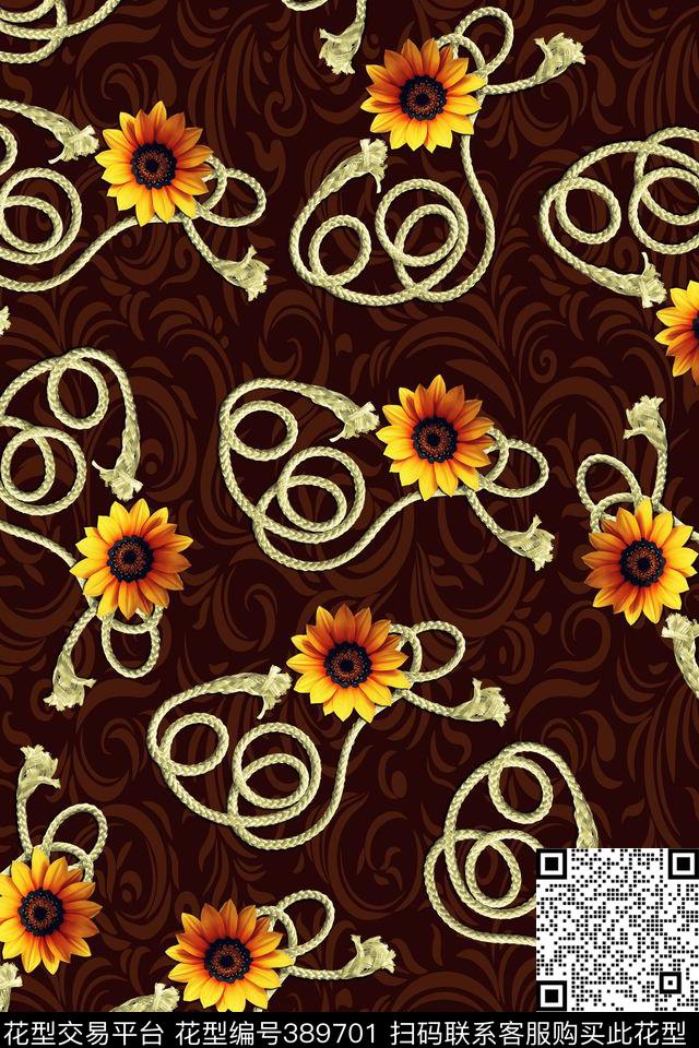 花抽象绳子数码印花华亿平台下载（图片编号: 389701） - 瓦栏（Walan）