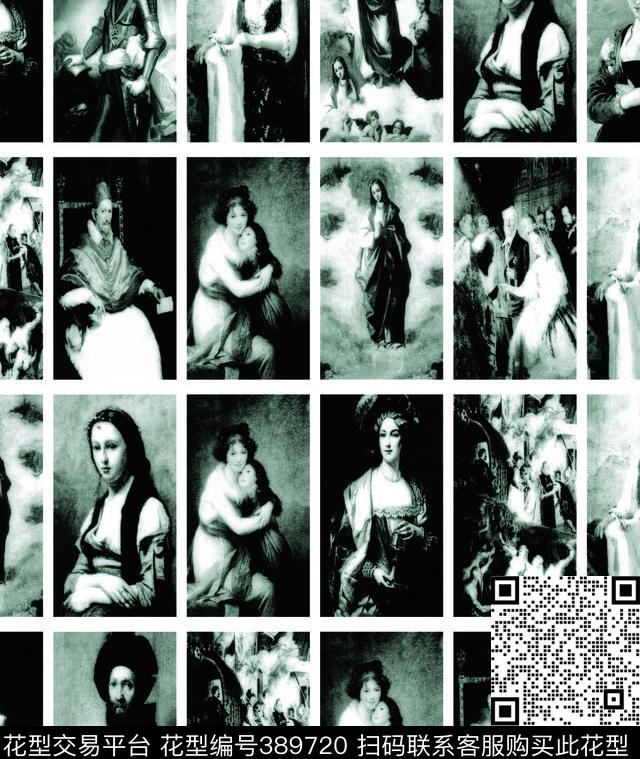 古代油画复古、宫庭复古数码印花华亿平台下载（图片编号: 389720） - 瓦栏（Walan）