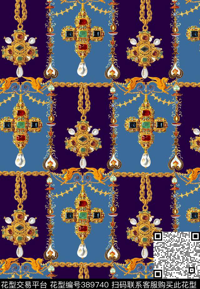 复古宝石几何数码印花华亿平台下载（图片编号: 389740） - 瓦栏（Walan）