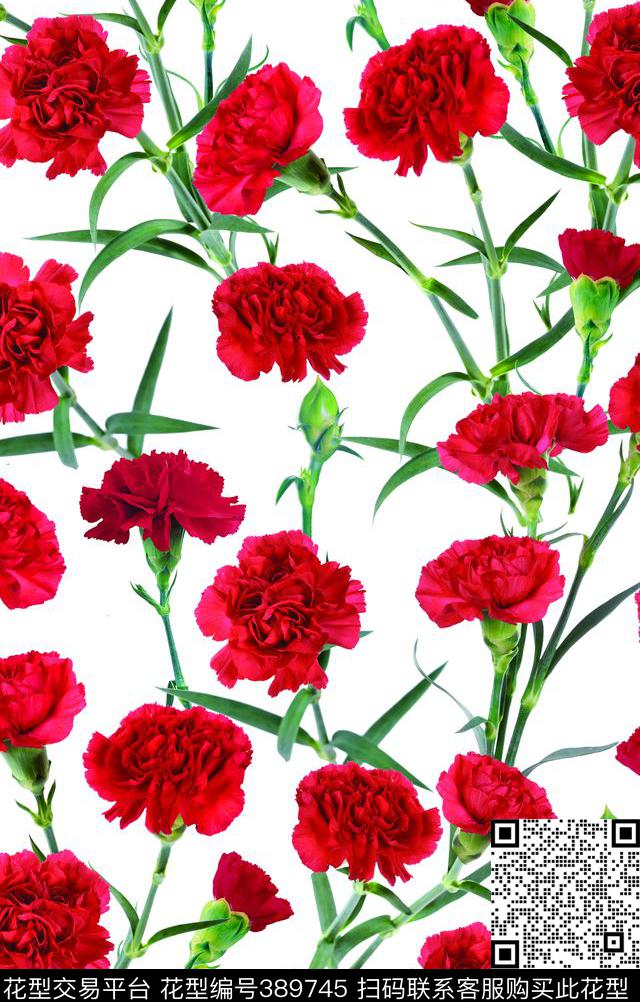 数码花卉花卉康乃馨花卉数码印花华亿平台下载（图片编号: 389745） - 瓦栏（Walan）