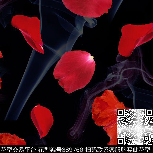 潮流复古花瓣数码印花华亿平台下载（图片编号: 389766） - 瓦栏（Walan）