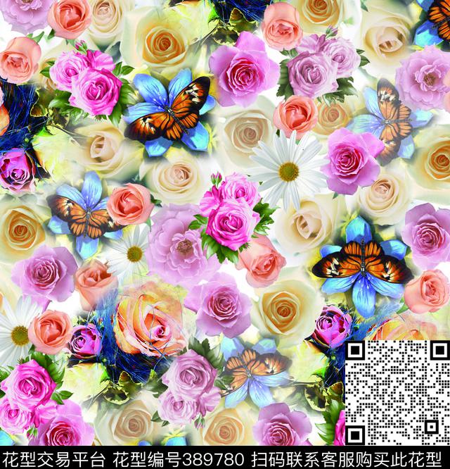 时尚花花卉数码印花华亿平台下载（图片编号: 389780） - 瓦栏（Walan）