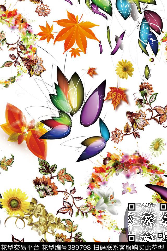 复古幻彩花贲古典中国风数码印花华亿平台下载（图片编号: 389798） - 瓦栏（Walan）