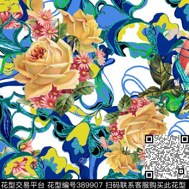 春秋季花卉女装数码印花华亿平台下载（图片编号: 389907） - 瓦栏（Walan）