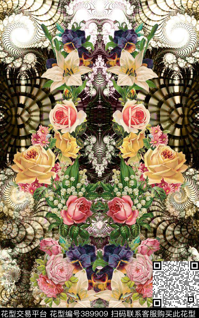 花卉机理女装数码印花华亿平台下载（图片编号: 389909） - 瓦栏（Walan）