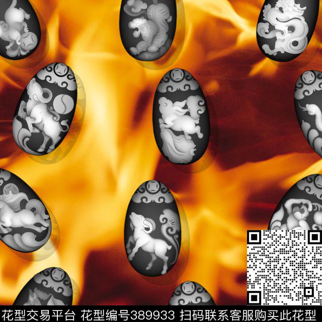 抽象艺术火焰生肖抽象数码印花华亿平台下载（图片编号: 389933） - 瓦栏（Walan）