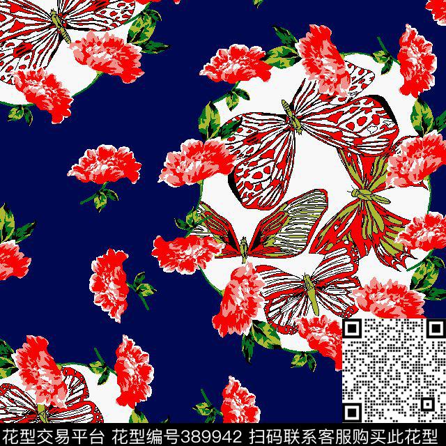 鸡冠花蝴蝶女装定位传统印花华亿平台下载（图片编号: 389942） - 瓦栏（Walan）
