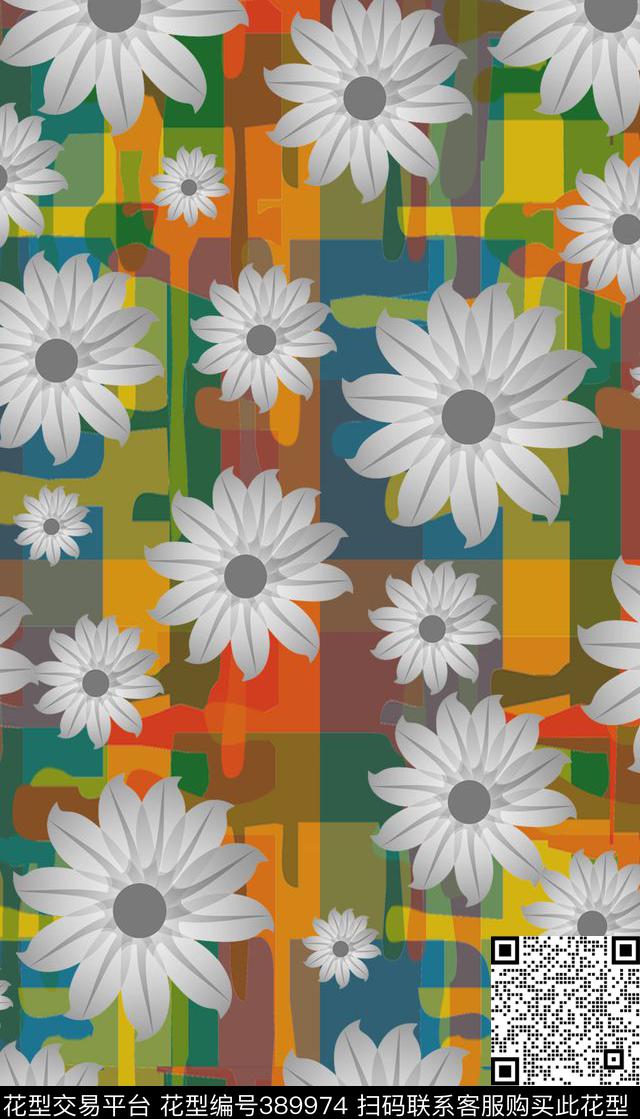 花写意花鸟混搭类数码印花华亿平台下载（图片编号: 389974） - 瓦栏（Walan）