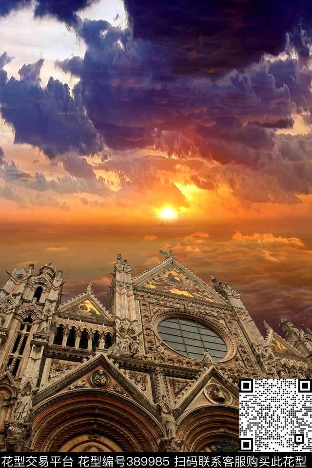 60*90cm\300dpi\tiff风景建筑数码印花华亿平台下载（图片编号: 389985） - 瓦栏（Walan）