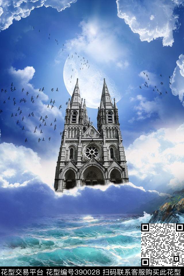 60*90cm\300dpi\tiff风景建筑数码印花华亿平台下载（图片编号: 390028） - 瓦栏（Walan）