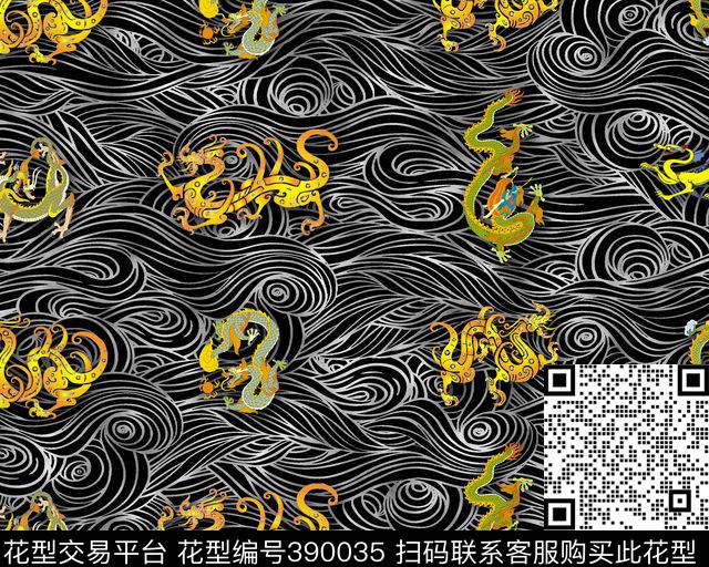 古典民族风中国龙民族风数码印花华亿平台下载（图片编号: 390035） - 瓦栏（Walan）