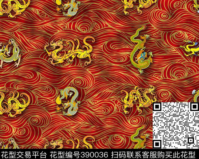 古典民族风中国龙民族风数码印花华亿平台下载（图片编号: 390036） - 瓦栏（Walan）