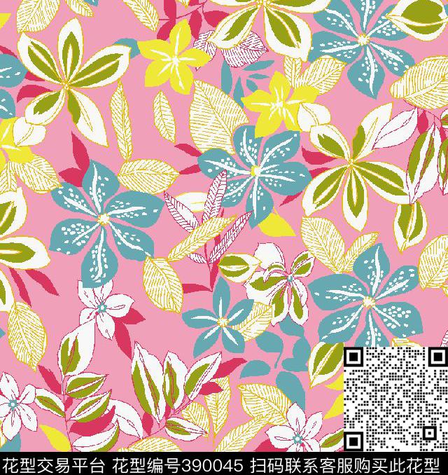花抽象服装传统印花华亿平台下载（图片编号: 390045） - 瓦栏（Walan）