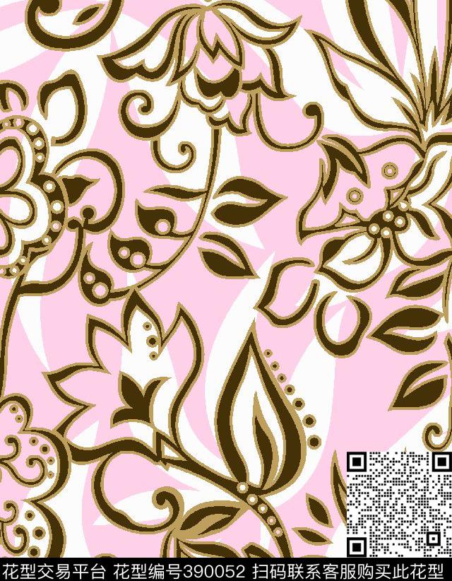 花服装抽象传统印花华亿平台下载（图片编号: 390052） - 瓦栏（Walan）