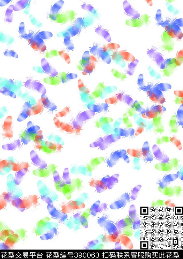 流行时尚羽毛流行风格数码印花华亿平台下载（图片编号: 390063） - 瓦栏（Walan）