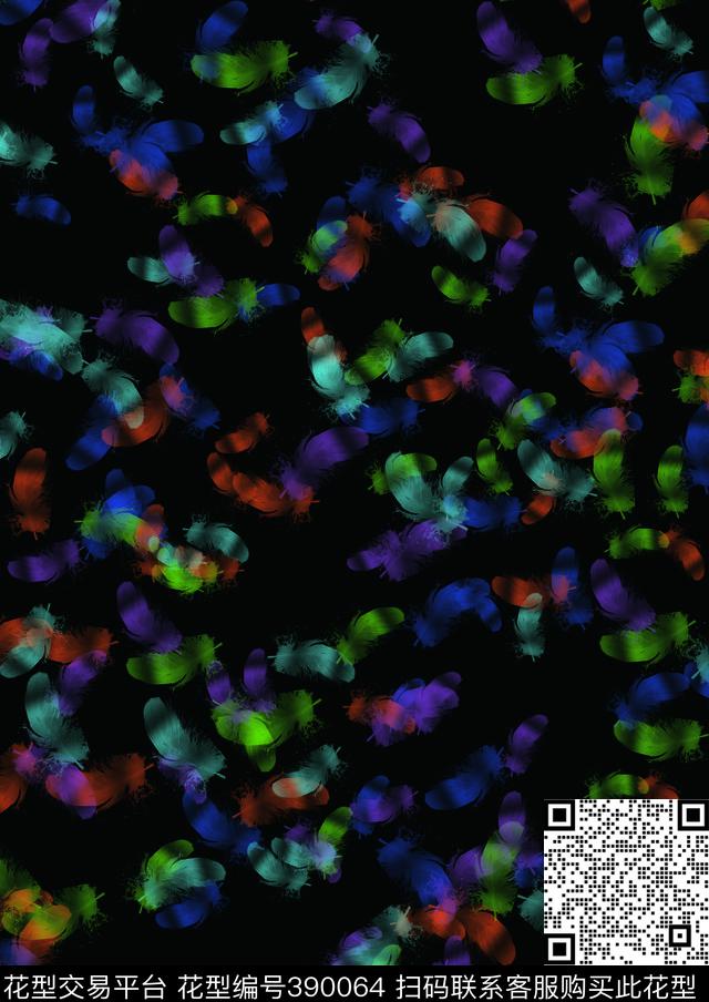流行时尚羽毛流行风格数码印花华亿平台下载（图片编号: 390064） - 瓦栏（Walan）