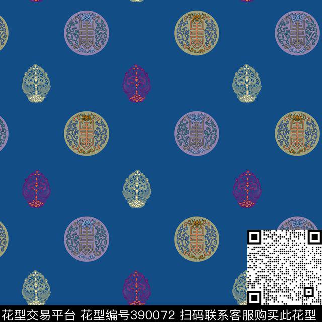 民族风象征吉祥图案数码印花华亿平台下载（图片编号: 390072） - 瓦栏（Walan）