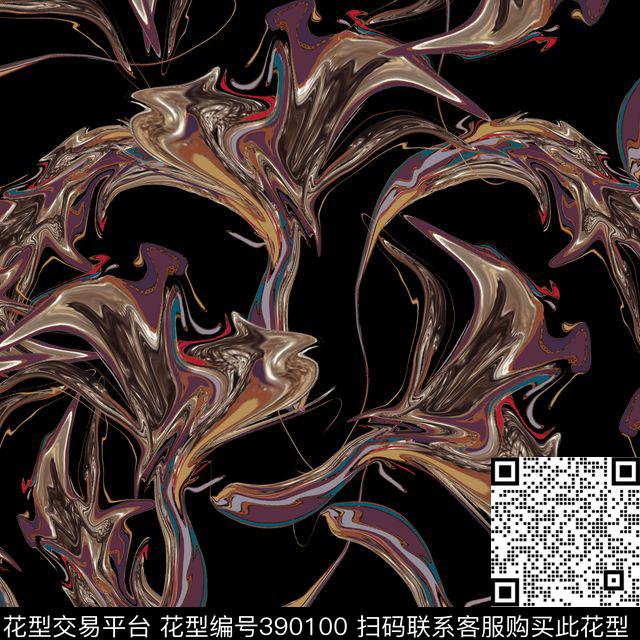 抽像花灰色图数码印花华亿平台下载（图片编号: 390100） - 瓦栏（Walan）