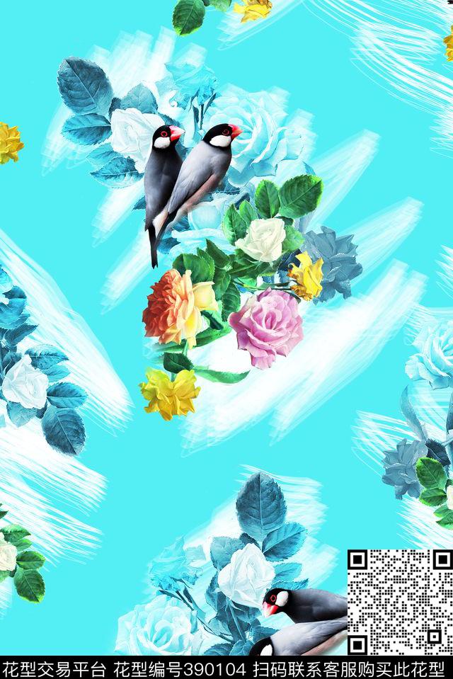 女装鸟儿春夏数码印花华亿平台下载（图片编号: 390104） - 瓦栏（Walan）