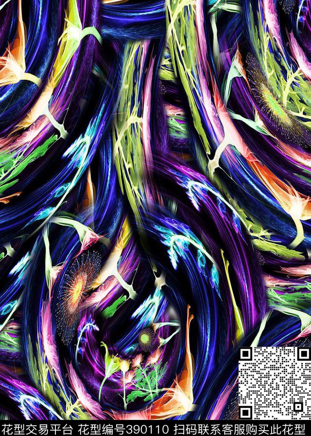 多彩时尚四方连续数码印花华亿平台下载（图片编号: 390110） - 瓦栏（Walan）