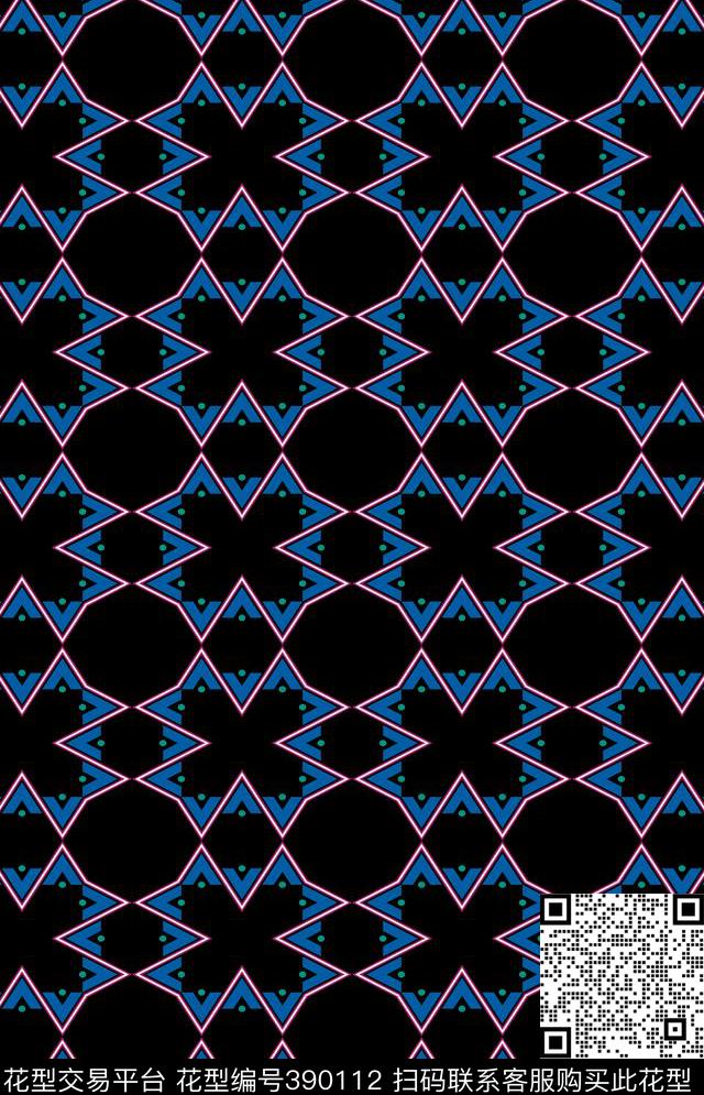 几何图案写意几何机理传统印花华亿平台下载（图片编号: 390112） - 瓦栏（Walan）