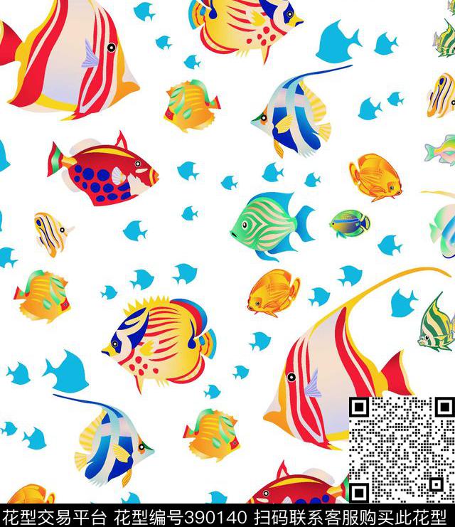 欧美热带鱼传统印花华亿平台下载（图片编号: 390140） - 瓦栏（Walan）