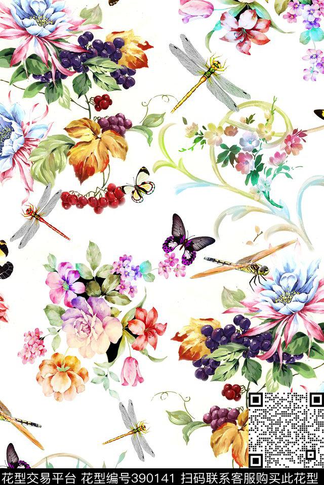 田园风水彩花卉数码印花华亿平台下载（图片编号: 390141） - 瓦栏（Walan）