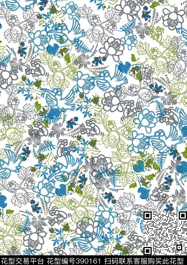 欧美昆虫丛林传统印花华亿平台下载（图片编号: 390161） - 瓦栏（Walan）