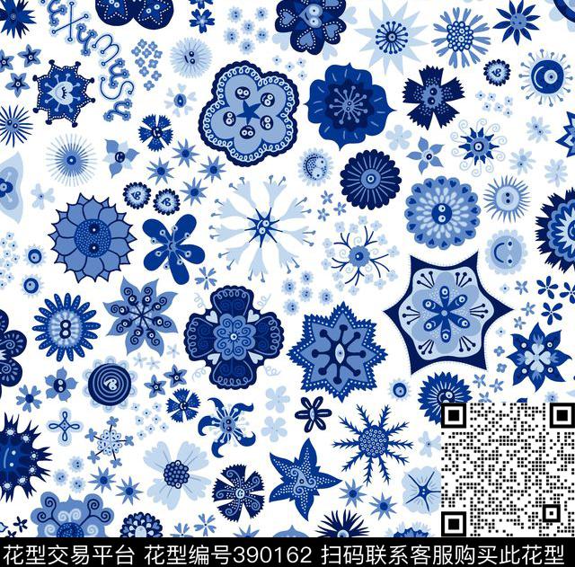 清新抽象小花传统印花华亿平台下载（图片编号: 390162） - 瓦栏（Walan）