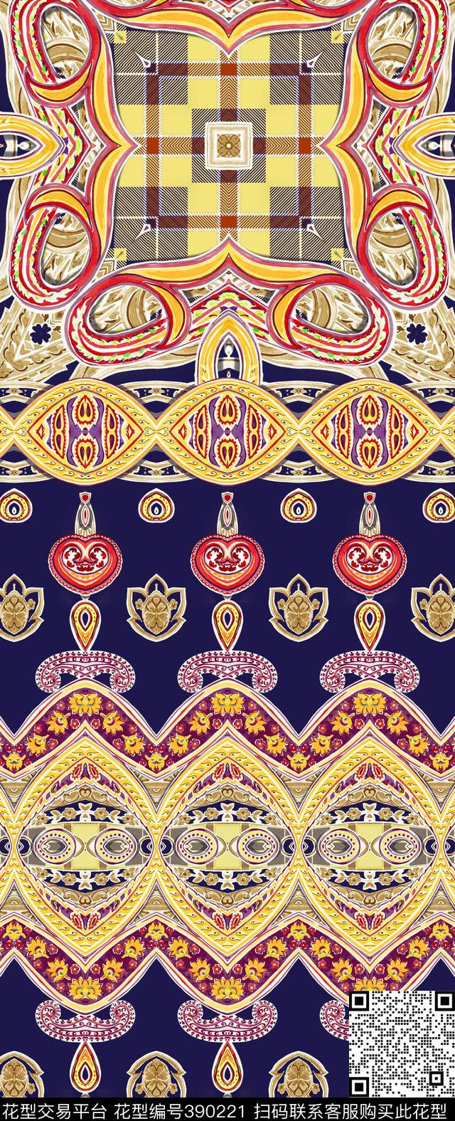 民族图案几何数码印花华亿平台下载（图片编号: 390221） - 瓦栏（Walan）
