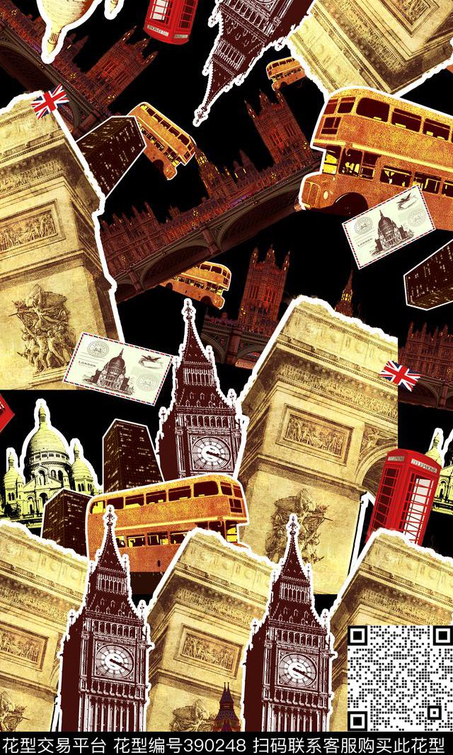 拼接欧洲建筑数码印花华亿平台下载（图片编号: 390248） - 瓦栏（Walan）