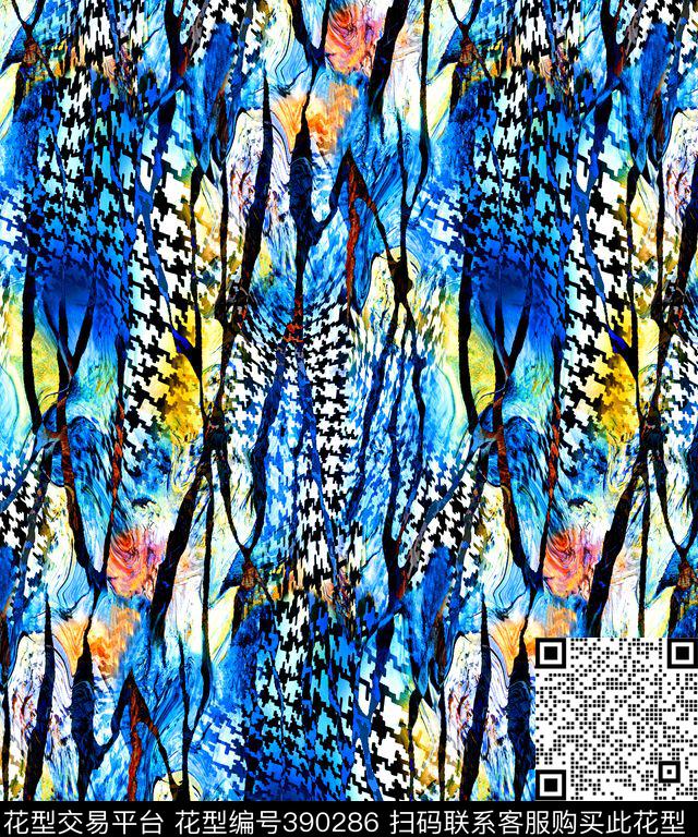 抽象千鸟格抽象28.8*34.6cm\300dpi\tiff数码印花华亿平台下载（图片编号: 390286） - 瓦栏（Walan）