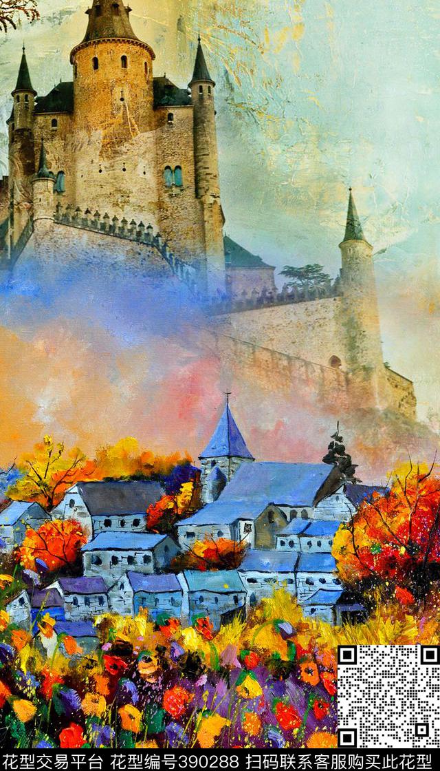 欧美风景数码印花华亿平台下载（图片编号: 390288） - 瓦栏（Walan）