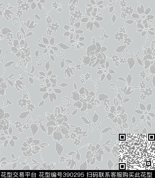 朵抽象多传统印花华亿平台下载（图片编号: 390295） - 瓦栏（Walan）