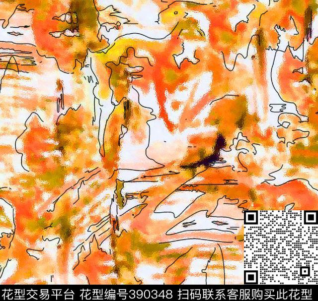 抽象水彩玻璃线条数码印花华亿平台下载（图片编号: 390348） - 瓦栏（Walan）