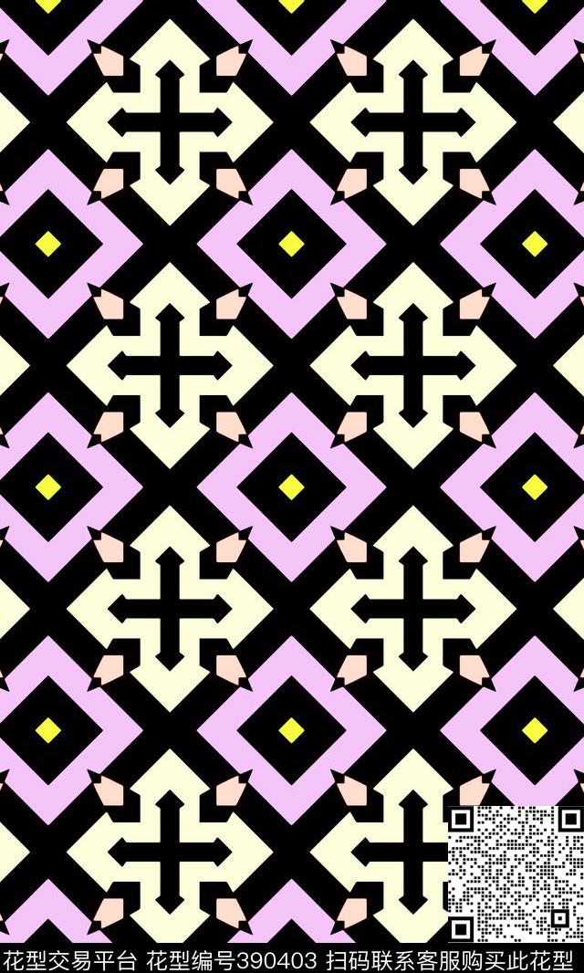 格子菱形十字传统印花华亿平台下载（图片编号: 390403） - 瓦栏（Walan）