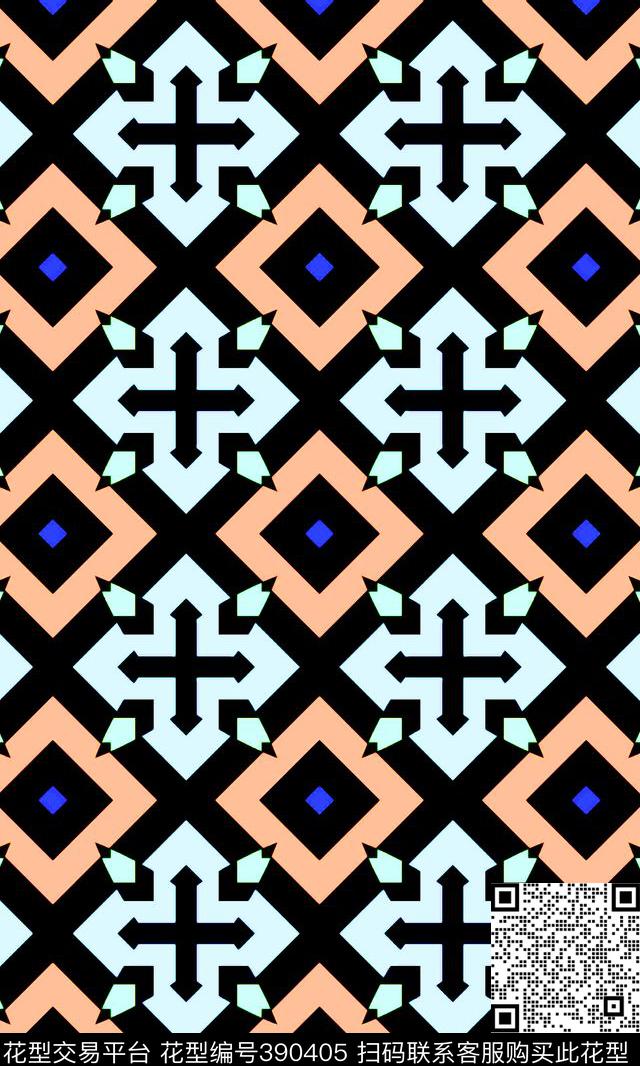 原创菱形格子传统印花华亿平台下载（图片编号: 390405） - 瓦栏（Walan）