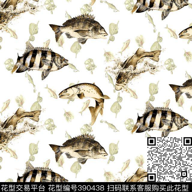 休闲鱼25*25cm\300dpi\tiff传统印花华亿平台下载（图片编号: 390438） - 瓦栏（Walan）