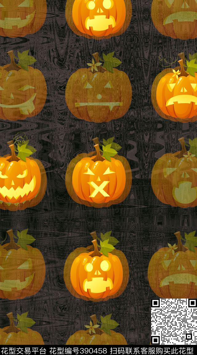 卡通南瓜数码印花华亿平台下载（图片编号: 390458） - 瓦栏（Walan）