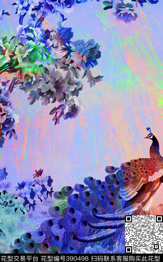 中国风动物花卉75*120cm\300dpi\tiff数码印花华亿平台下载（图片编号: 390498） - 瓦栏（Walan）