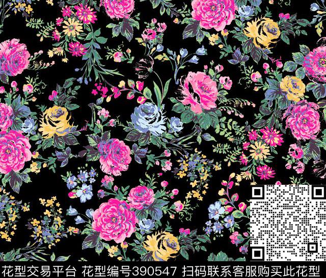 花朵印花团花传统印花华亿平台下载（图片编号: 390547） - 瓦栏（Walan）