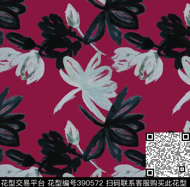 花卉中国风花卉组合传统印花华亿平台下载（图片编号: 390572） - 瓦栏（Walan）