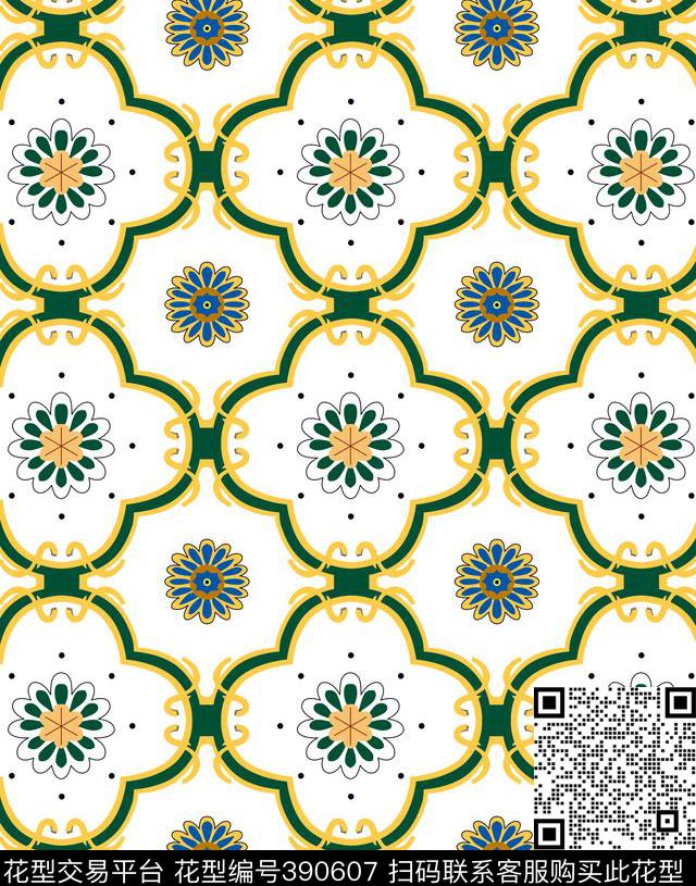 复古几何简单传统印花华亿平台下载（图片编号: 390607） - 瓦栏（Walan）