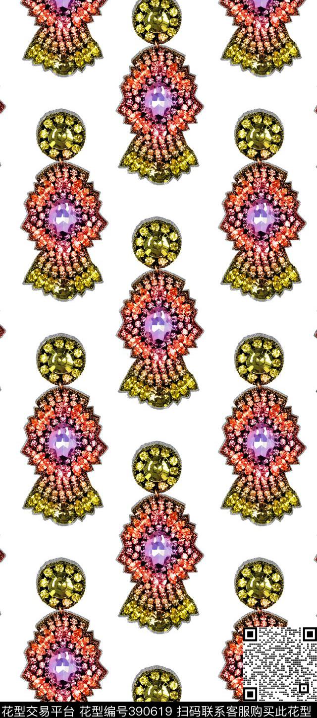 宝石吊坠华丽数码印花华亿平台下载（图片编号: 390619） - 瓦栏（Walan）